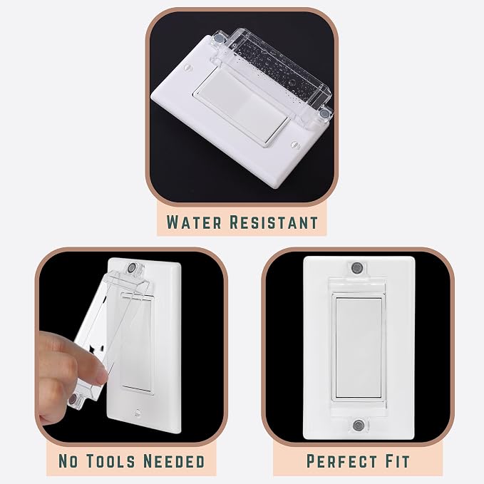 Bates- Magnetic Light Switch Guard, 6 Pack, Clear, Child Proof Light Switch Cover Child Proof