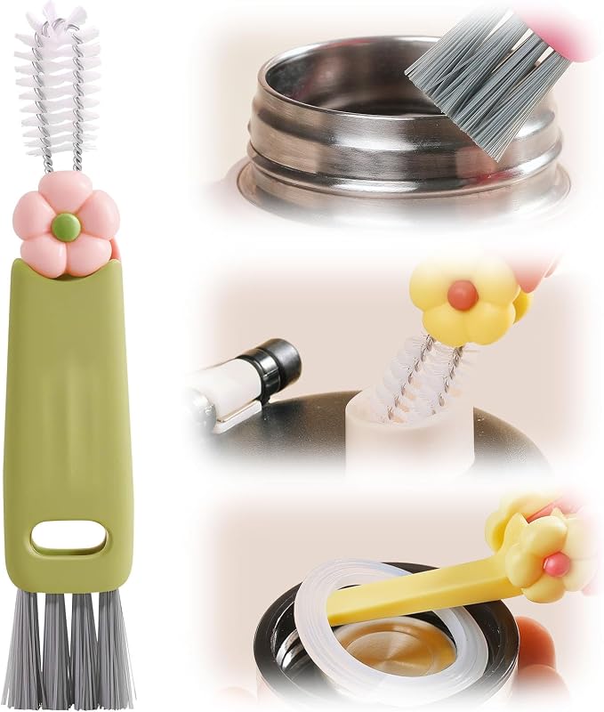 Upgraded 3 in 1 Cup Lid Cleaning Brush, 2026 New Multifunctional Lid Cleaner Brush, Portable Crevice Cleaning Brush Set for Baby Bottle Gap Tight Spaces