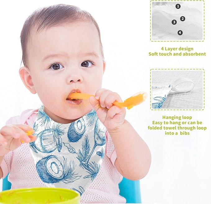vvfelixl Baby Muslin Washcloths Wine Beach Party Baby Burp Cloths Cotton Babys Face Towel for Newborn Infants Boys Girls Soft and Absorbent 11.8 X 11.8 in, 3 Pack