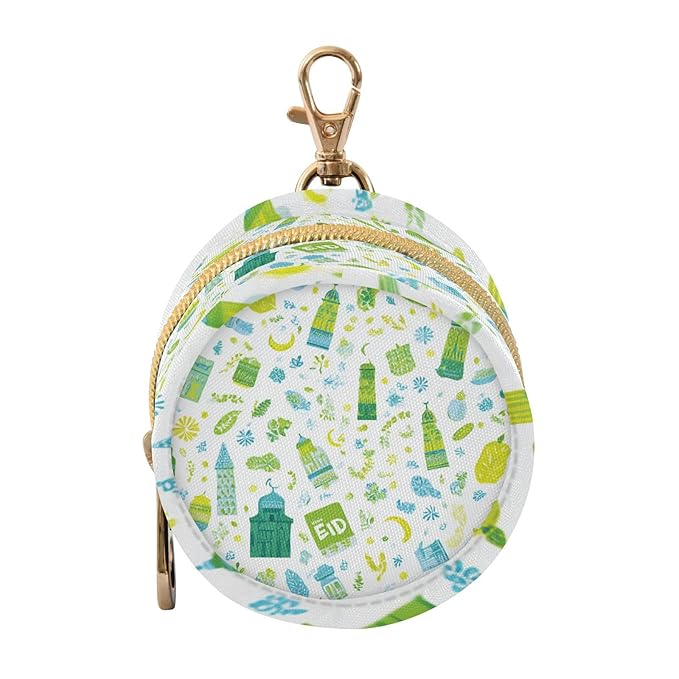 Pacifier Holder with Clip Pacifier Case for Diaper Bag Round Baby Pacifier Pouch Box Bag Portable Eid Mosques Moon Light Green