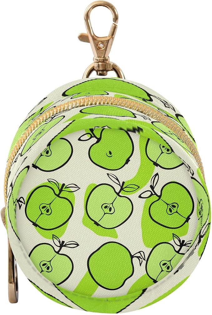 Fresh Green Apples Pacifier Holder Case with Clip Portable Small Travel Pacifier Pouch for Mom Bag Zipper Coin Purse Pendant