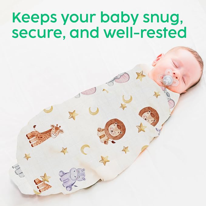San Francisco Baby Muslin Swaddle Blankets, 3-Pack - Soft Bamboo Rayon and Cotton Receiving Blankets for Boys & Girls - Adorable Animal Design