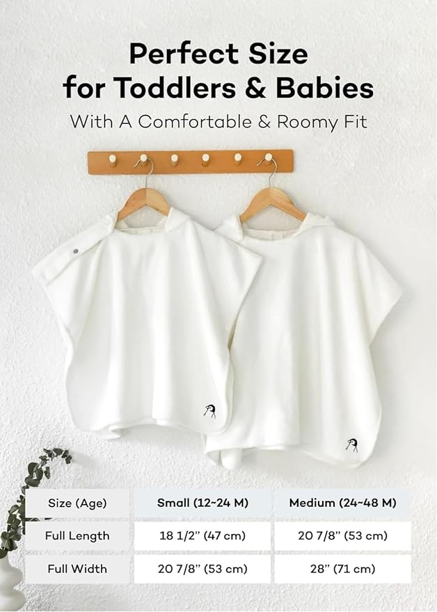 Konny Baby Hooded Towel Plush Thick & Cozy Soft-Touch Absorbent Rayon from Bamboo Cotton Baby Bath Beach Towel, Oeko-TEX, Newborn Boys Girls Toddler (Beige, Large)