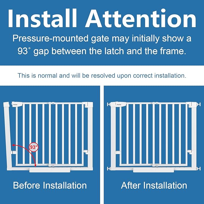 Malier Large Walk-Thru Door Baby Gate, 29-40" No Drill Pressure Mounted Dog Gate with Auto Close, Safety Gate Pet Gate for Stairs, Doorways, Child and Dogs Indoor (White, 29''- 40''W × 30''H)