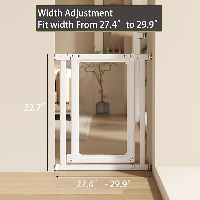Baby Gate for Stairs and Doorways | Extra Wide, Auto Close, No Drilling Pressure Mounted, Walk Through Door, For Dogs & Cats