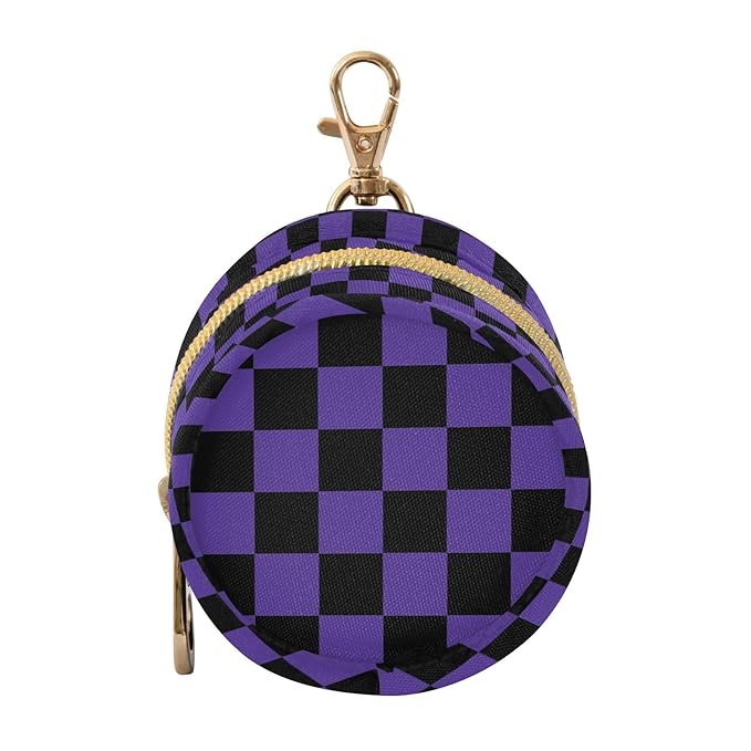 Dark Purple Checkerboard Plaid Pacifier Holder Case Newborn Pacifier Storage Pouch for Boys Girls Easy Attach to Diaper Bag Portable Baby Essentials Container