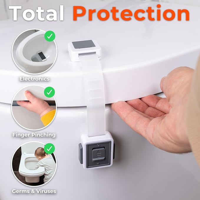 2-Pack Toilet Locks Baby Proof - Toilet Seat Locks for Toddlers with Adhesive - Toilet Latches Child Safety - No Tools Required