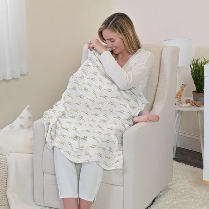 aden + anais Essentials Muslin Swaddle Blankets, Newborn Receiving Blanket for Swaddling, 100% Cotton Baby Swaddle Wrap, 2 Pack, Safari
