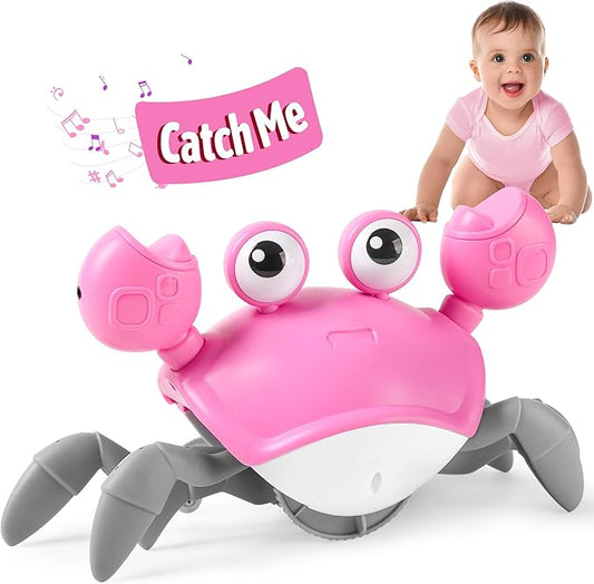 Hirger Crawling Crab Baby Girl Toy, Dancing Walking Crab Tummy Time Toys for Infant 3-12 Month, Toddler Toys for 1 2 3 Year Old Birthday Gift