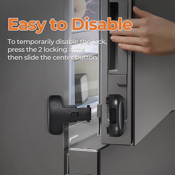 YCT Child Proof Refrigerator Freezer Door Lock Apply to Max 1"(25mm) Sealing Strip for Toddlers and Kids, no Tools Need or Drill (Grey 1PCS)