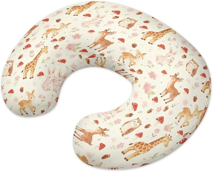 Cute Animals Baby Nursing Pillow Cover for Moms Soft Comfortable Newborn Nursing Pillow Covers for Baby Girl Boy Removable Breast Feeding Pillow Cover