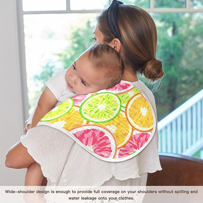 vvfelixl Muslin Burp Cloths Orange Grapefruit Lime Lemon Baby Washcloths for Baby Girl Boys 2 Pack