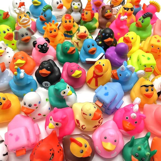 30 Pack Rubber Ducks in Bulk, Random Assortment Mini Rubber Duckies, Bulk Party Favors for Kids, Bath Toys for Toddler, Suitable for Cruise Ship & Jeeps Ducking