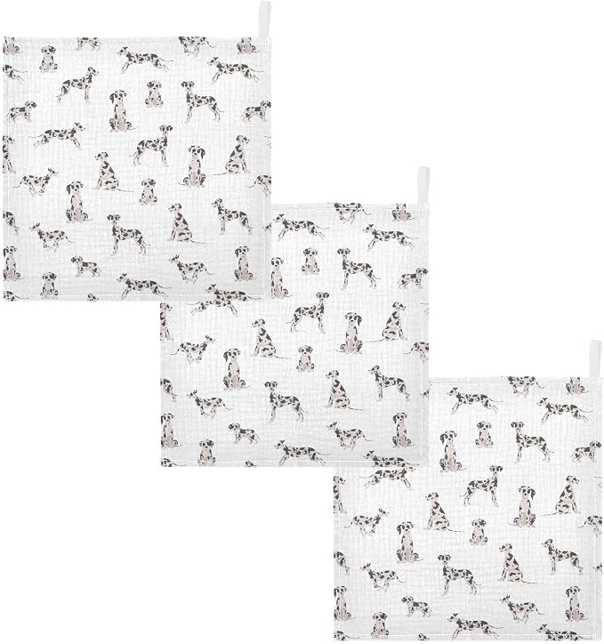 vvfelixl Baby Cotton Washcloths Great Dane Dog Infants Bath Towel for Unisex Face Towels for Newborn, Natural Baby Wipes Delicate Skin, 11.8 X 11.8 inch, one sizex5