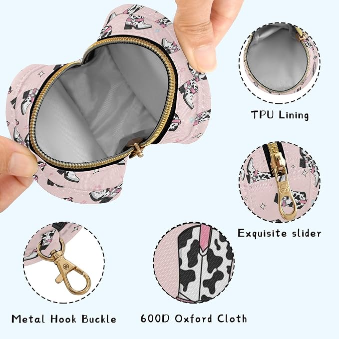 Cowgirl Boots Stars Pink Pattern Pacifier Holder Case with Clip Portable Pacifier Storage Case for Girls Boys Baby Pacifier Pouch for Diaper Bag or Purse Stroller