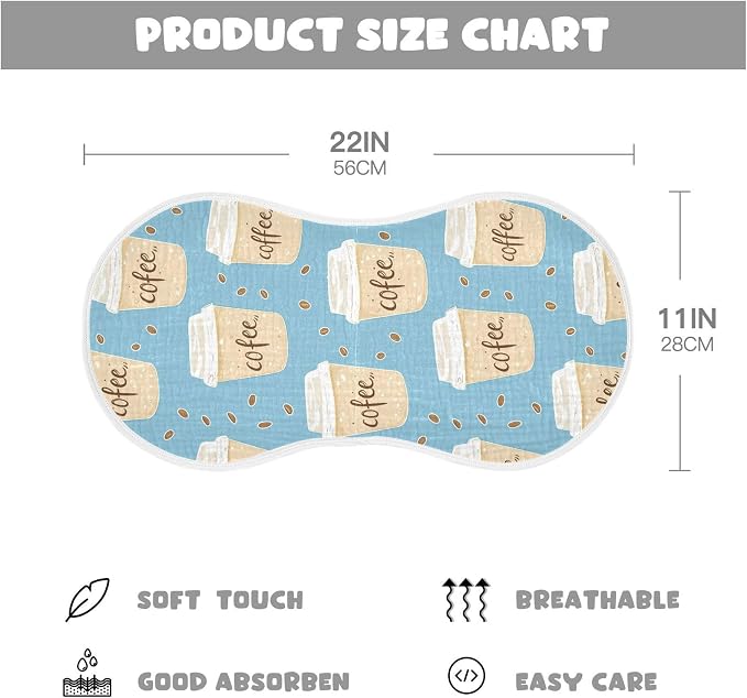 vvfelixl Baby Burp Cloths Coffee Cup Baby Newborn Cotton Burping Cloths Set Babys Washcloths 4 Pack