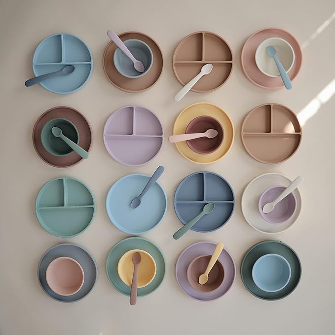 mushie Silicone Suction Bowl | BPA-Free Non-Slip Design (Cloudy Mauve)