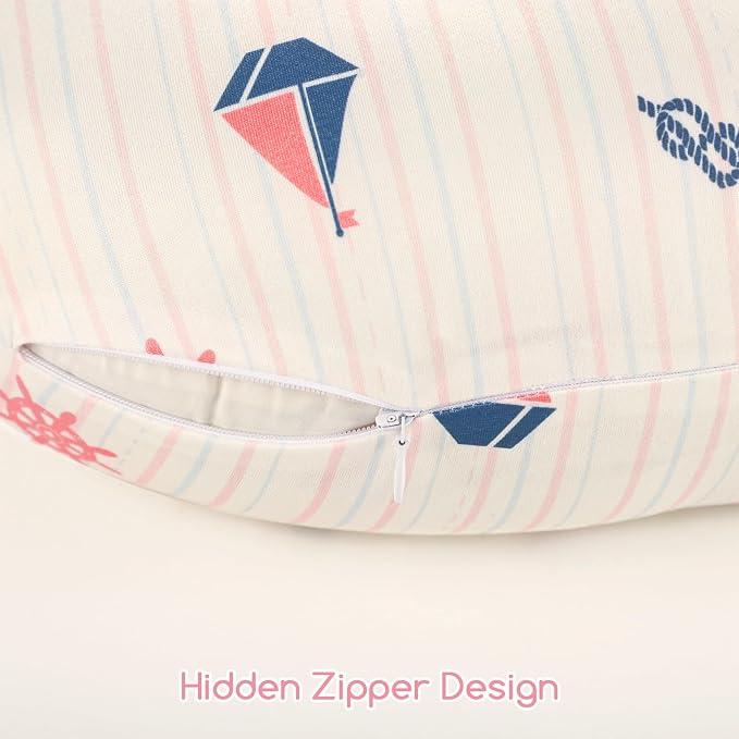DILIMI Nursing Pillow Cover, Removable Pillowcase for Breastfeeding Pillows Sailboat Print, Ultra Soft Comfortable Slipcover for Baby Girl and Boy, Navigation Anchor