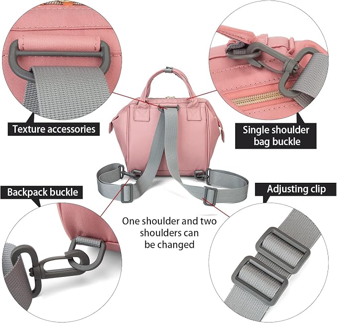 Lmbabter Baby Diaper Bag Backpack Waterproof Multi-Function Convertible Mini Smart Diaper Bag Backpack for Outdoor (Pink)