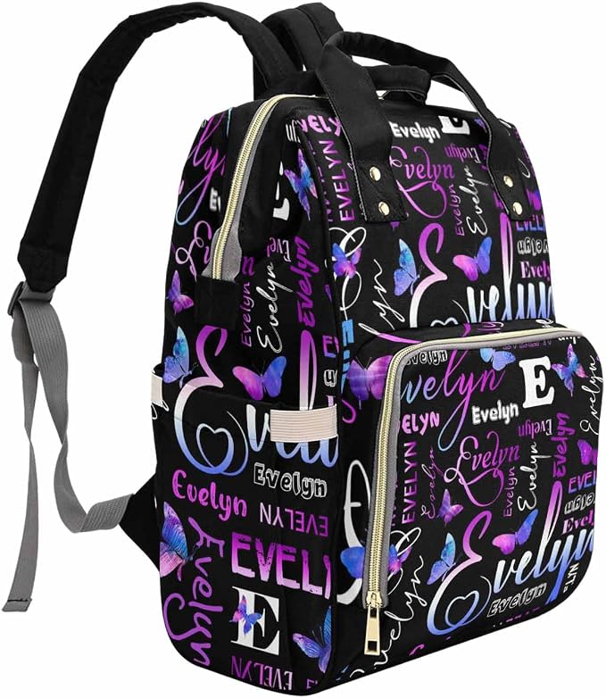 M YESCUSTOM Custom Diaper Bag Backpack for Girls Boys Large Capacity with Pockets Personalized Baby Diaper Bags for Mom Waterproof Nappy Baby Bag with Name Mothers Day Gift Black Red Heart