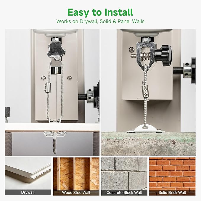 Heavy Duty 4 Pack Anti Tip Furniture Anchors for Baby Proofing, Suitable for Drywall and Solid Walls, Metal Furniture Wall Anchor, Earthquake Straps(White)
