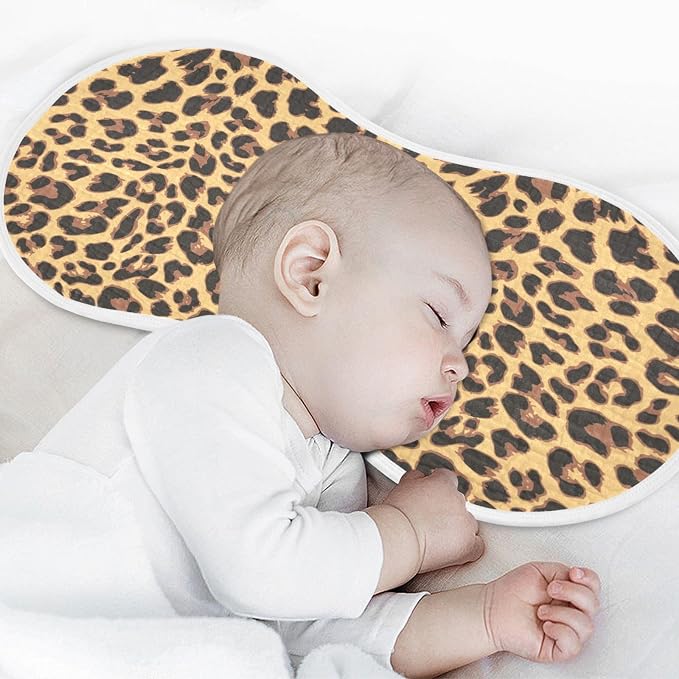 Muslin Burp Cloths for Baby Boys and Girls - 2-Pack Ultra Absorbent Leopard Print Muslin Washcloths, Newborn Towel, Milk Spit Up Rags, Burp Cloth Bibs for Unisex, 22 x 11 Inch