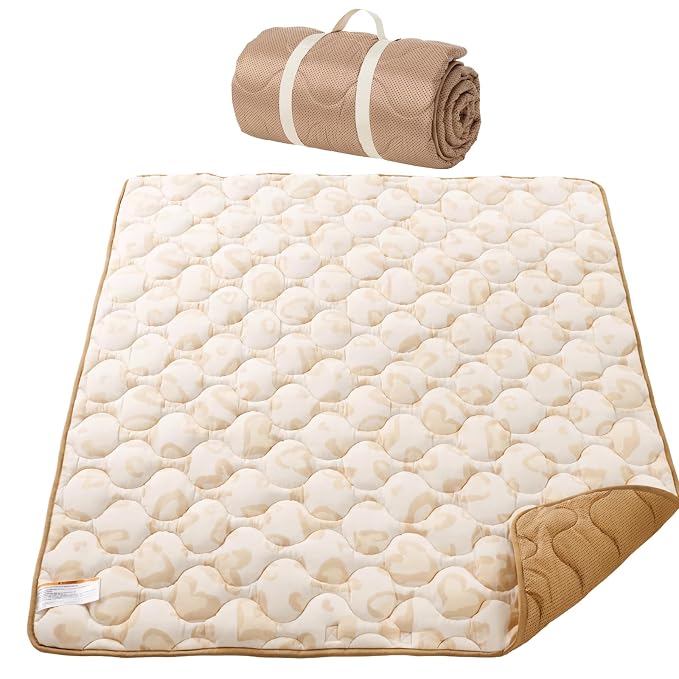 Momcozy Baby Play Mat for Floor, 59"x71" Thickened Playpen Mat, Playmate for Baby Tummy Time, Waterproof & Non-Slip, Foldable Outdoor Mat with Carrying Handle, Leopard