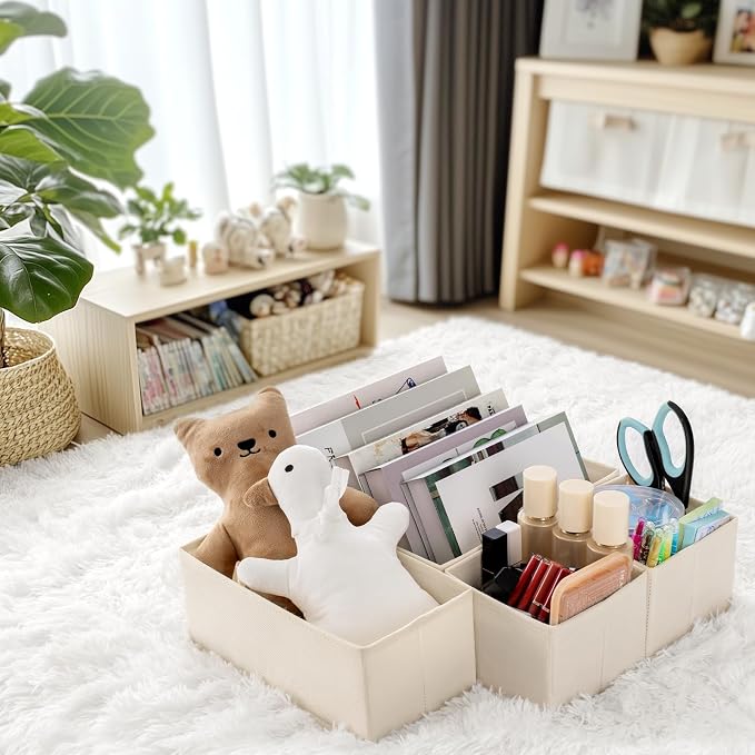 Criusia Drawer Organizer Clothes, 10 Pack Dresser Organizer for Baby Clothes, Underwear, Sock- Foldable Closet Organization and Storage Dividers Bins for Nursery, Bedroom (Beige)