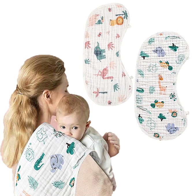 Muslin Baby Burp Cloths - 2 Pack 70% Viscose from Bamboo and 30% Cotton Large 22'' by 12'' Absorbent Milk Spit Up Rags - Burping Cloths for Newborn, Girls Boys