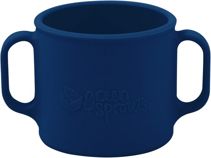 green sprouts Learning Cup |Helps toddler develop independent drinking skills | Easy-grip handles | Heat-Resistant |Dishwasher Safe | Navy 2-pk