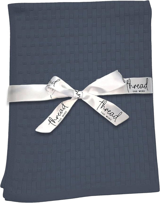 The Lattice Blanket - 100% Organic Cotton Baby Blanket, American Made, 30x40in - Bassinet, Crib, Stroller - Gift Registry Baby Shower for Newborns and Kids (Steel)
