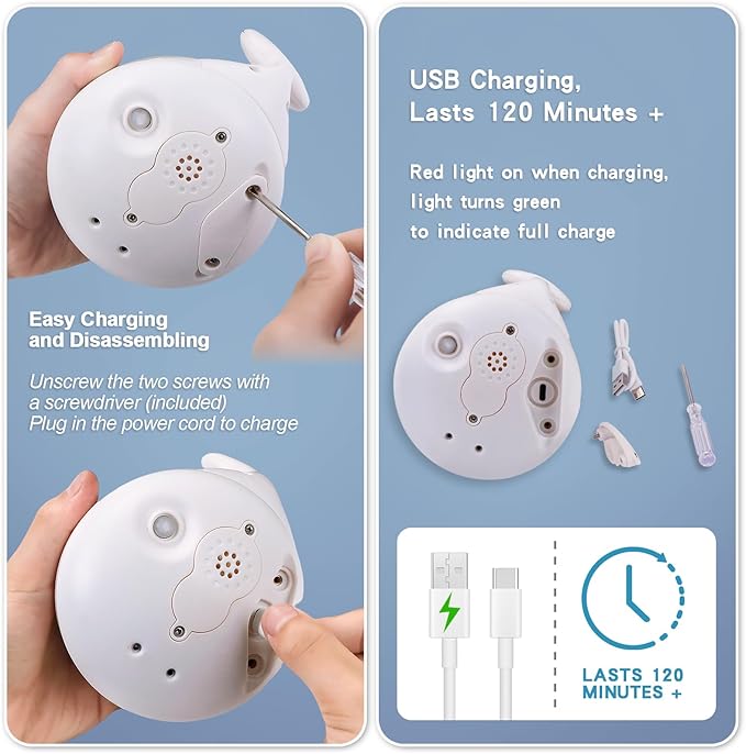 Light Up Bath Toy Sprinkler for Babies, Rechargeable Bathtub Pool Water Toys Baby Gifts for Toddlers, Shower Essentials (White Whale)