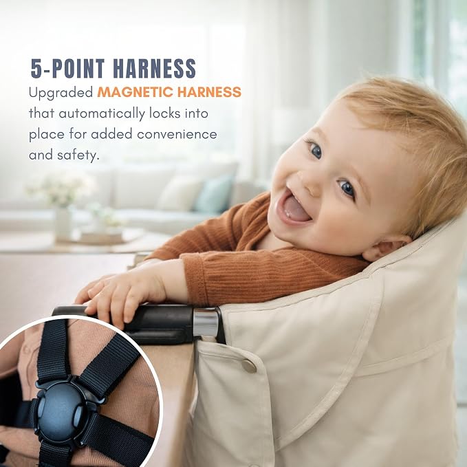 guzzie+Guss Perch Hook On High Chair – Portable Clip On Table Chair for Baby & Toddler | Travel High Chair for Restaurants, Picnics, Camping, Beach, Vacation | Boys & Girls 4M+ | Pearl