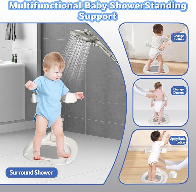 Baby Bath Shower Stand, Standing Bath For Baby 9-36 Months,Foldable Bath Standing Support For Infants Toddlers, Adjustable Non-Slip Toddler Shower Stand, Infant Standing Bath For Home Bathroom