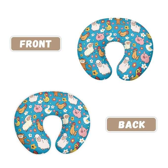 Newborn Nursing Pillowcase for Boys and Girls Soft and Cosy Stretchy. with Hidden Zip Ideal for Breastfeeding with Farm Animals and Floral Prints（Pillowcase Only）