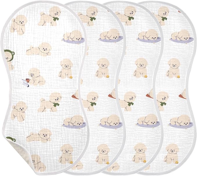 vvfelixl Bichon Frise Dog Burp Cloths for Baby Boy Girls Baby Washcloths Burp Rags 1 Pack