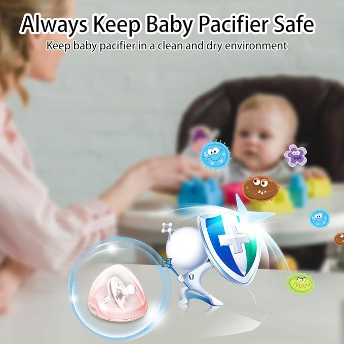 Nisxabebe Pacifier Case,3 Pack BPA Free Pacifiers Holder Case with Lanyard for Diaper Bag,Pacifiers Container Box for Baby Binky Nipple Travel,Essential Pacifier Accessories,Easy to Clean,Pink