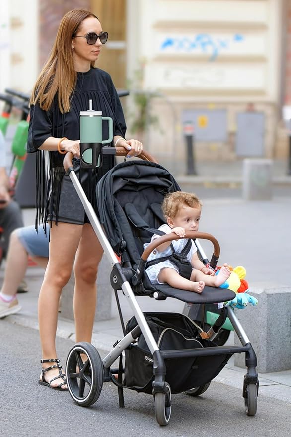New Cup Holder Compatible with Cybex Stroller. A Solid Super Secure Fit. 360 Degrees. Anti-Shake Spill Resistant. (Gray)