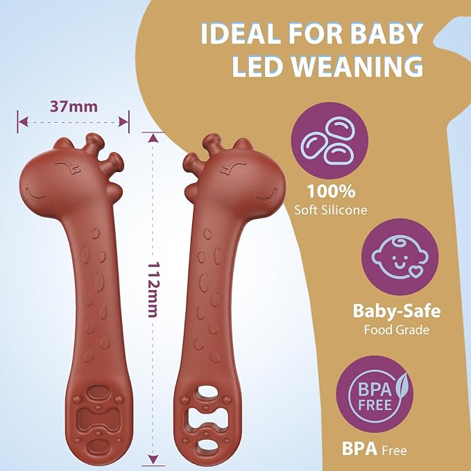akolik Baby Spoons Self Feeding, Newborn Led Weaning Supplies Toddler Spoons, Silicone Baby Chew Essentials,Infant Puree Maker Utensils Spoons for 4 6 9 12 Months Old Boys Girls Gifts