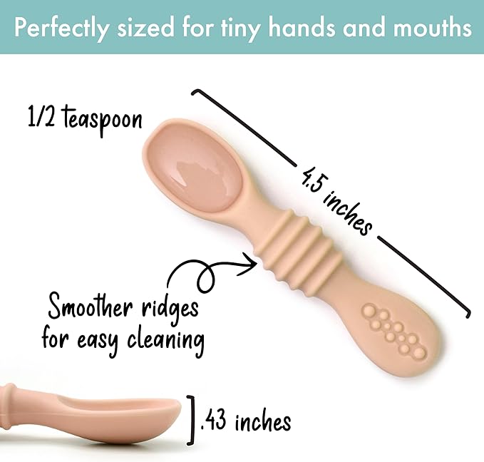 PrimaStella Silicone Chew Spoon 6-Piece Set | First Stage Feeding Spoons | Baby Led Weaning Supplies | BPA Free | Dishwasher and Boil Safe