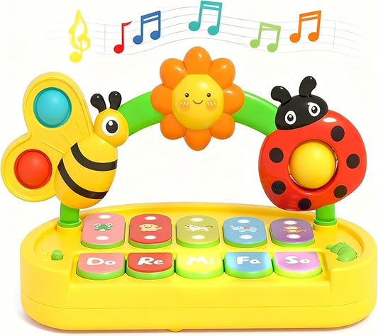 Baby Piano Toy 6-12 Months Light Up Music Keyboard Baby Toys for 3 6 9 12 18 Months with 4 Modes, Infant Educational Early Learning Toys, Small Musical Piano Toy 1 Year Old Boys Girls Gift