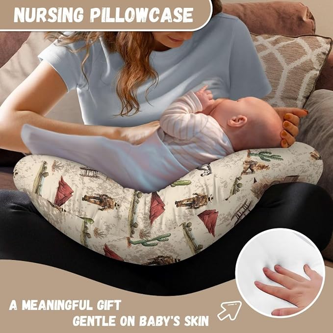 Horse Nursing Pillow Cover for Bottle Feeding, Removable Breathable Nursing Pillow Case for Baby Boy Girl, Durable Custom Gifts