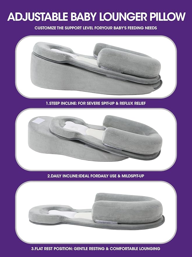 Nursing Pillow, Detachable & Adjustable Baby Feeding Pillow, Oversized Breastfeeding Pillow for Mom, Ergonomic Design with Breathable 3D Mesh