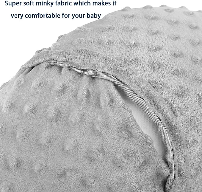 Minky Nursing Pillow Cover Breast Feeding Pillow Cover Slipcover U Shape for Baby Boy Girl,Cover Only(Beige&White, Pack of 2)