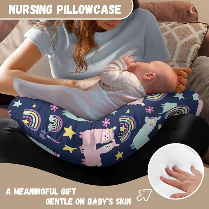 Rainbow Alpaca Nursing Pillow Cover, Ultra Soft Comfortable Breastfeeding Pillow Slipcover Fits for Nursing Pillow for Baby Boys and Girls
