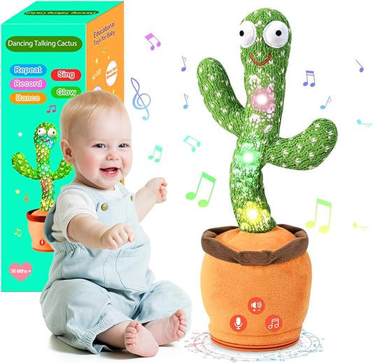 Dancing Talking Cactus Baby Toys 0-6 3-6 6-12 12-18 Months, Toddler Boys Girls Gifts for 2 3 4 5 6 7 8 9 10 Month Old Baby Toy Singing Mimicking Recording Repeating What You Say with 120 English Songs