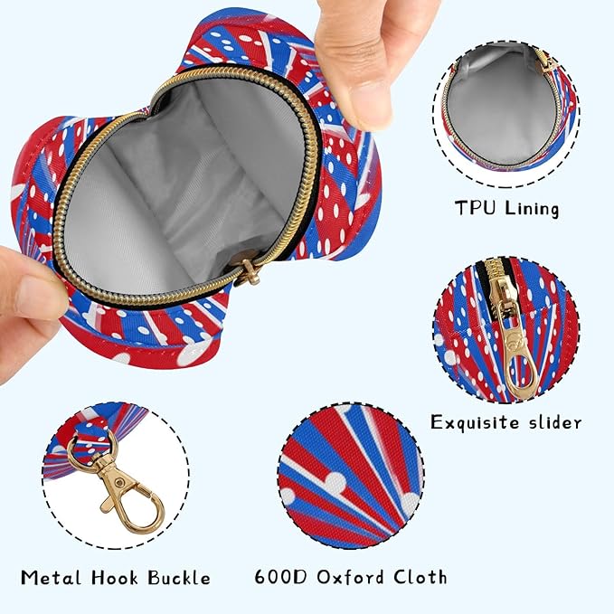 Pacifier Holder with Clip Pacifier Case for Diaper Bag Round Baby Pacifier Pouch Box Bag Portable Blue Red Dotty Ray