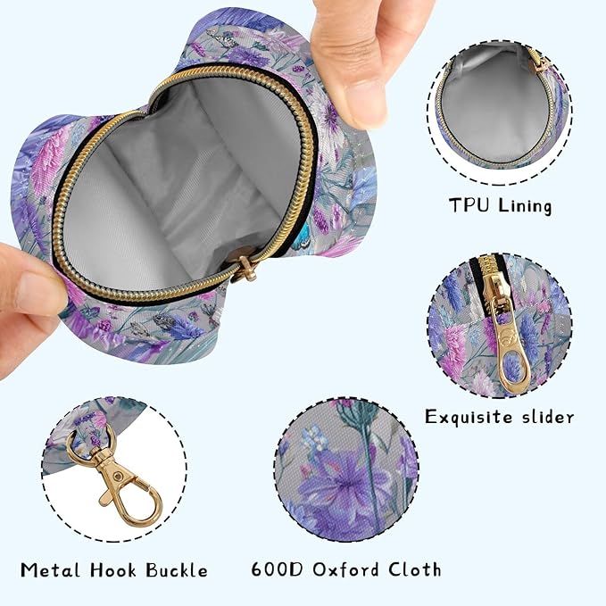Pacifier Holder with Clip Pacifier Case for Diaper Bag Round Baby Pacifier Pouch Box Bag Portable Grey Pink Corflower Butterfly