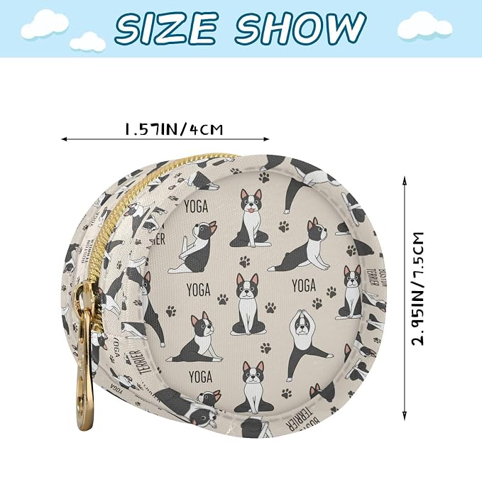 Cartoon Yoga Dogs Beige Print Pacifier Holder Case for Diaper Bag Portable Travel Pacifier Storage Case with Clip Newborn Baby Pouch for Baby Boys Girls Outdoor Purse