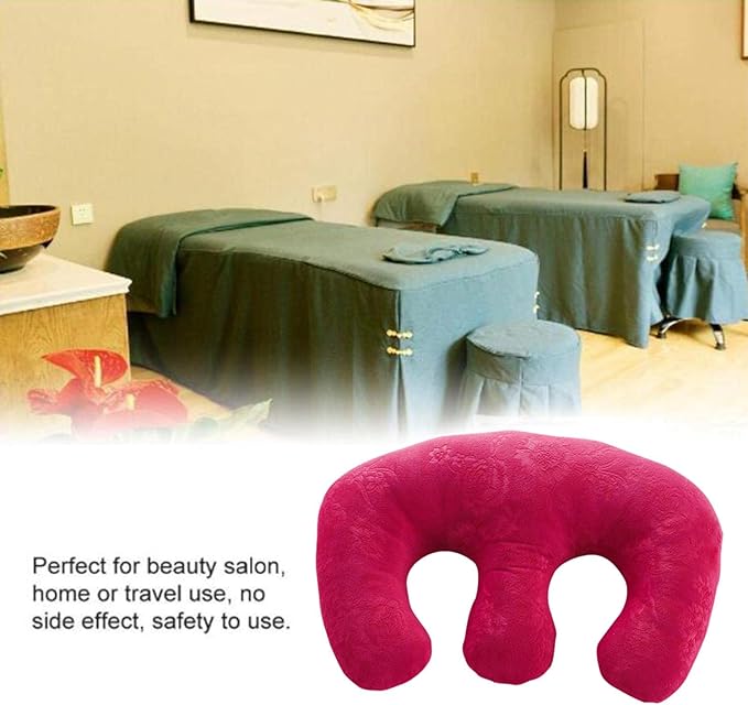 Chest Pillow Breast Support Velvet Cotton Massage Cushion Detachable Pad Comfortable Bolster Suitable for Salon Home Travel Breastfeeding Sleep, Rose Red, 16.9x11 inch